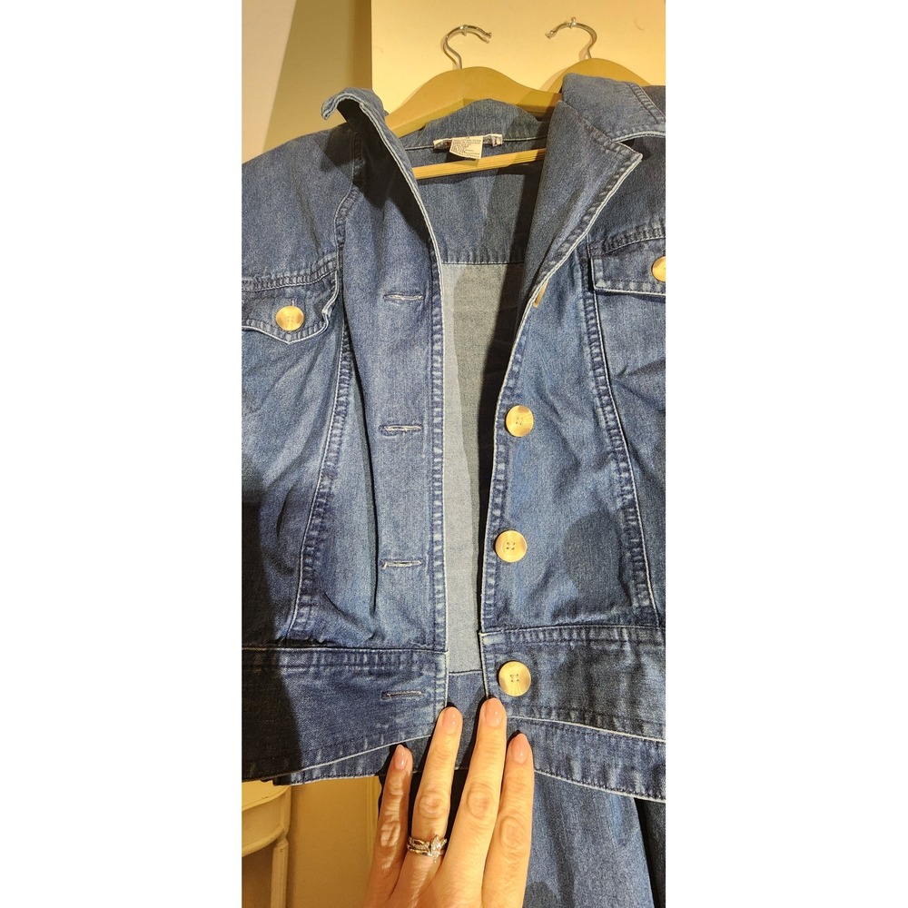 Talbots Vintage Denim Maxi Dress and Cropped Denim Jacket Set Blue Wash - Picture 3 of 14